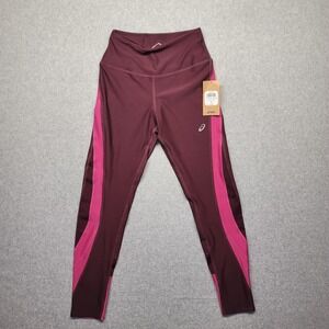 Asics Training Leggings Womens Small Maroon/Pink Colorblock‎ Compression Running